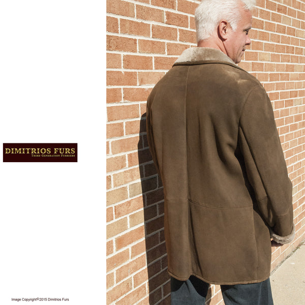 Merino Shearling Double-Breasted Coat - Luxury Brown