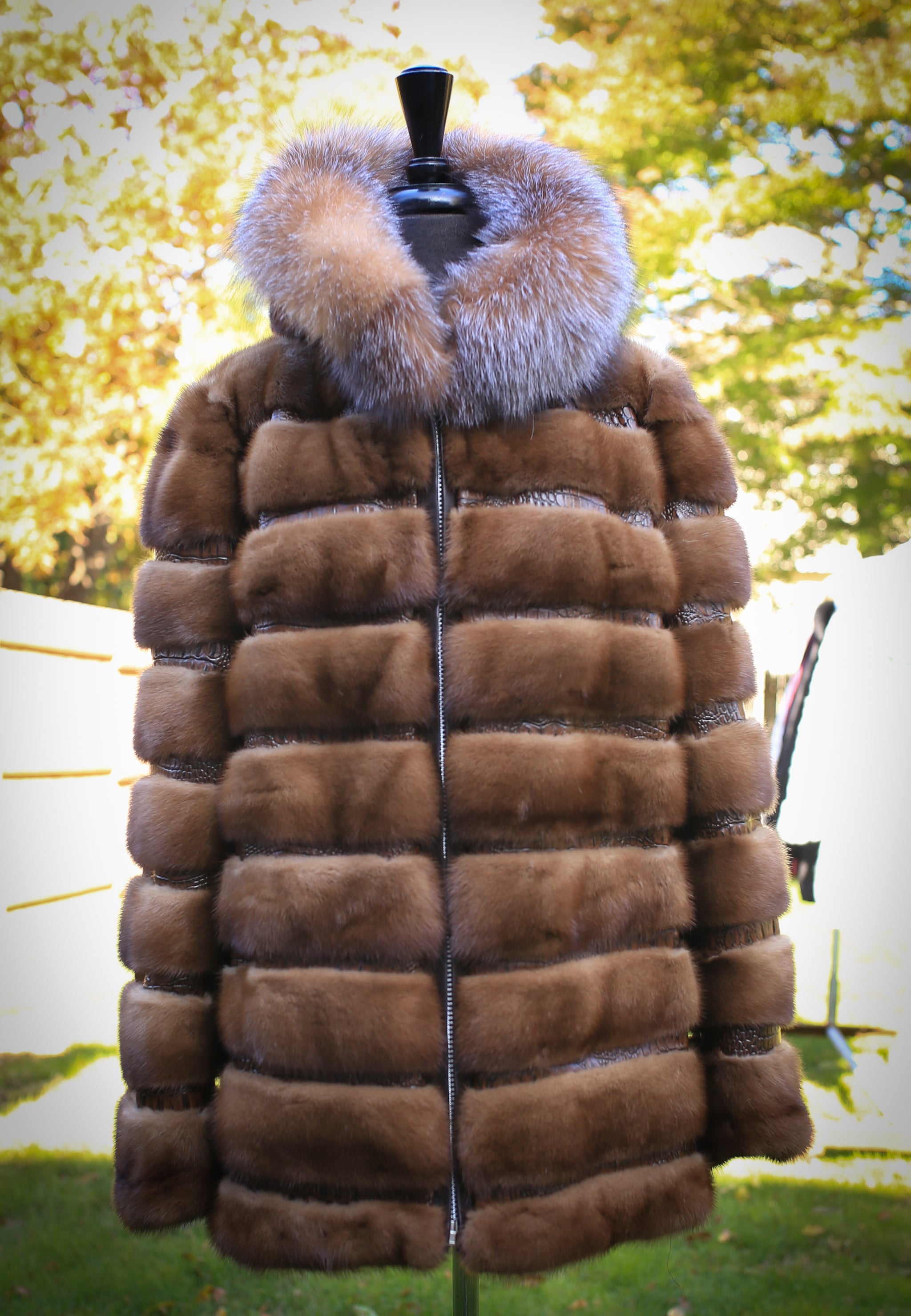 Mink fur coat brown