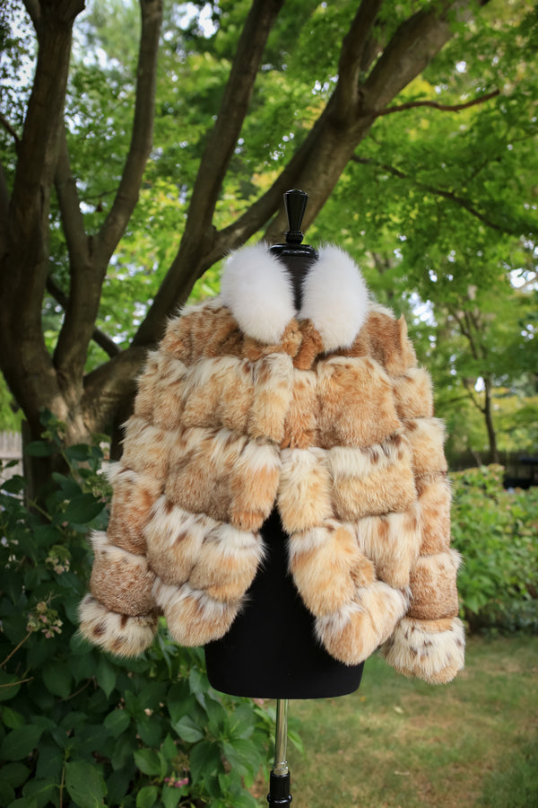 Dimitrios Furs Brown Mink Fur Jacket with Tibetan Lamb Fur